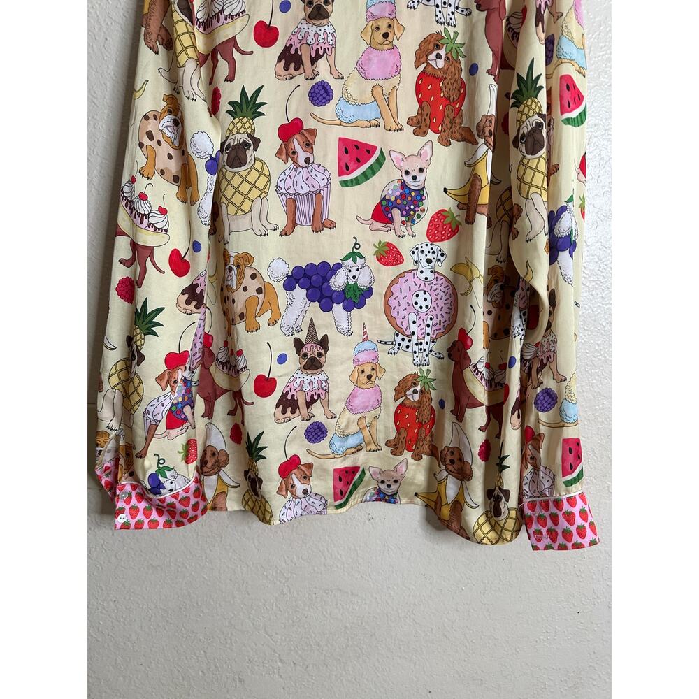 Karen Mabon Dogs Desserts Long Sleeve Pajama Top Strawberry Piping Womans Large - Picture 10 of 12